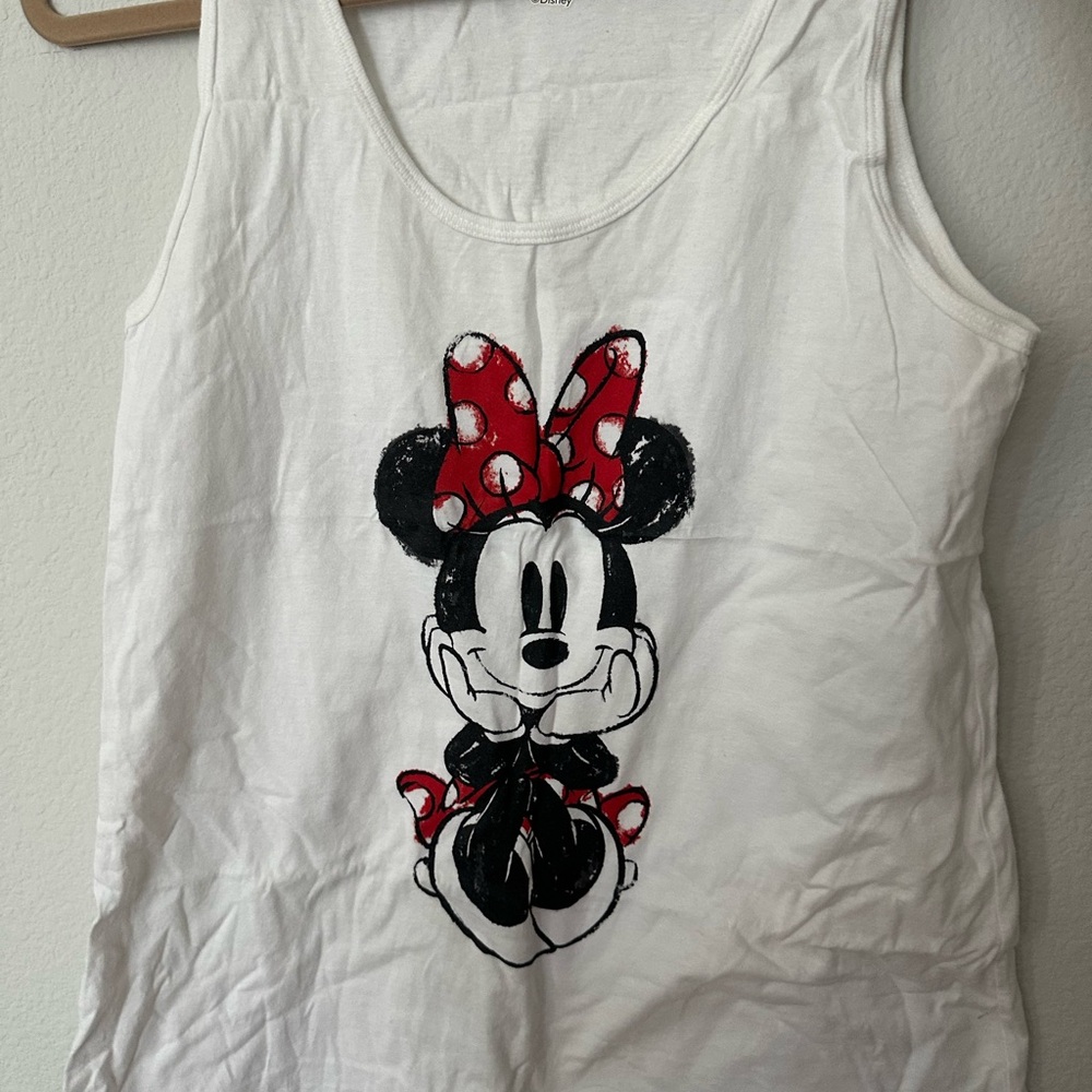 Disney White and Red Minnie Mouse Tank Top